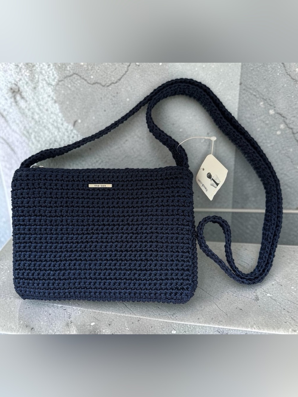 The Sak Navy Crochet Crossbody Bag NWT - Picture 3 of 7